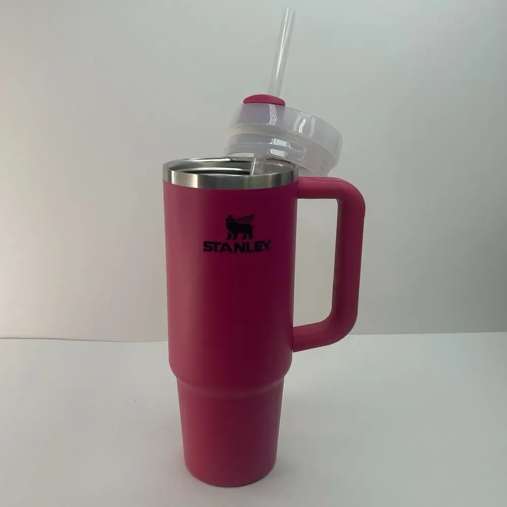 Stanley Quencher H2.0 FlowState 40oz Tumbler Mug Pink Stainless Steel With Straw